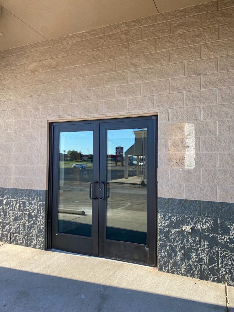 insulated glass doors on commercial building