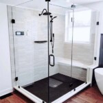 Clear Shower Door Enclosure Dark Tile